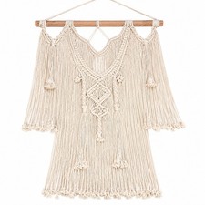 Large Boho Macrame Wall Hanging 24x32 Handmade Cotton Fiber Art Fringe Decor