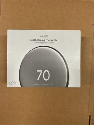 Google Nest Learning Thermostat 4th Gen w/ Sensor - Polished Silver OB