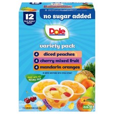 Dole Diced Peaches, Mandarin Oranges, and Cherry Mixed 4 Ounce (Pack of 12) 