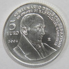 SAN MARINO 2004 5 EUROS BARTOLOMEO BORGHESI STERLING SILVER WORLD COIN 🌈⭐🌈