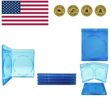 5 Empty Standard DOUBLE Blue Replacement Boxes / Cases for Blu-Ray Disc Movies