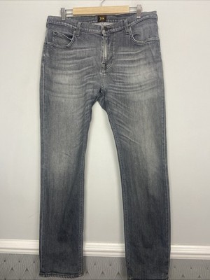 Lee Jeans Herren 34 x 30 Grau Denim Hose Riders Straight Leg Regular Fit