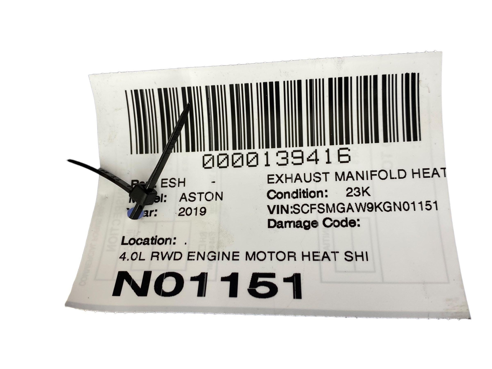 2018 - 2021 ASTON MARTIN VANTAGE OEM 4.0L RWD ENGINE MOTOR HEAT SHIELD GUARD