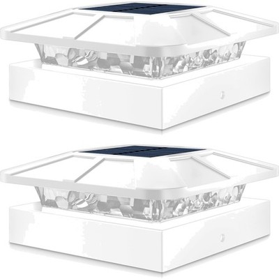 Solar Pfostenleuchte 3 Modi Wasserdicht für Zaun Terrasse Weiß 2 Stück 10x10CM