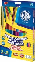 5901137182926 Kredki OłóWkowe TróJkąTne Dwustronne Astra - 18 Kredek 36 KoloróW