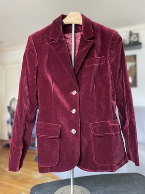 VTG Foxland Lanson Womens Dark Red Velvet Fitted Blazer Y2K Lined Romantic Goth
