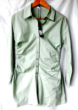 Fashion Nova Shirt Dress Sage Green Womens M Friday Feels Cotton Long Sleeve NWT