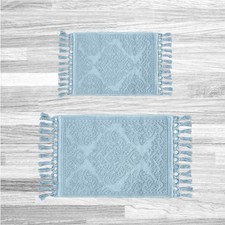 Jean Pierre   Ricardo Bath Mats, Set of 2 Woven Fringe Bathroom Rugs, 100 Co...