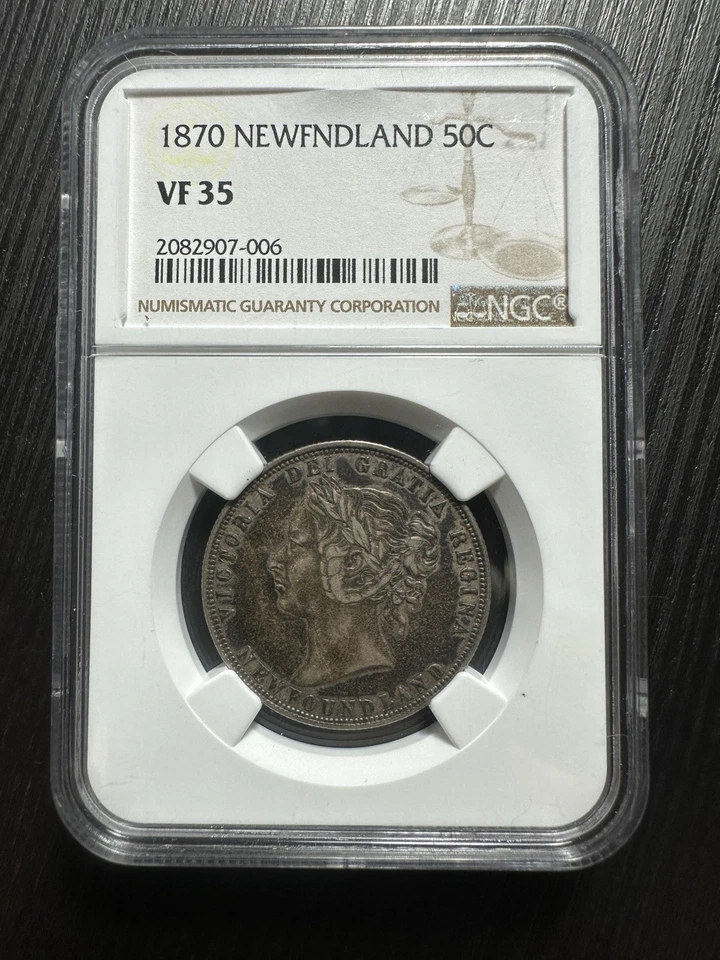 1870 Newfoundland 50 Cents 50C Half Dollar NGC VF 35 Silver Coin Nice Tone - Image 3 of 4