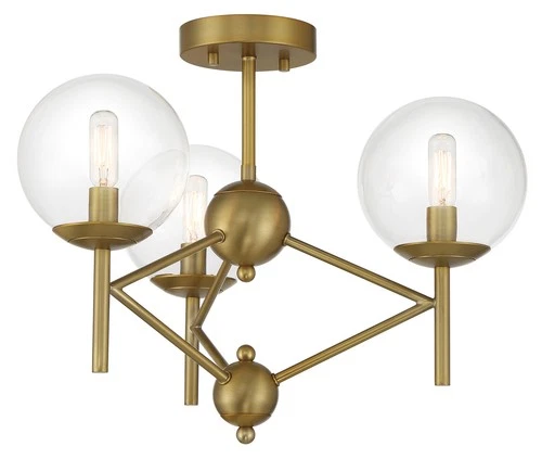 Minka Lavery 2799 Auresa 3 Light 20"W Semi-Flush Vantage Globe - Brass - Picture 4 of 5