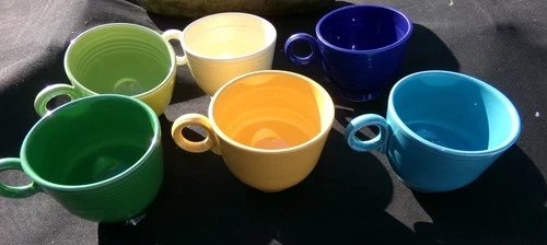 Set of 6 Fiesta-Ware Tea Cup Coffee Mugs Ring Handle Homer Laughlin HLC USA Lot