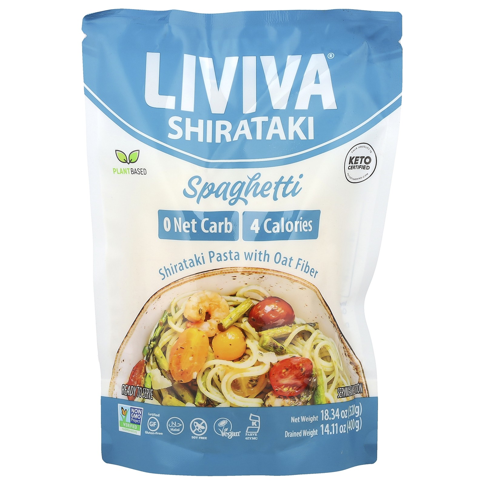 Спагетти, паста Ширатаки с овсяными волокнами, 14,11 унции (400 г)