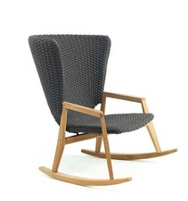poltrona a dondolo ETHIMO KNIT POLTRONA HIGH BACK ROCKING TEAK NATURALE Designer