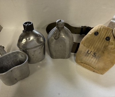Vintage Canteen 5-Piece Lot AGM Co. 1918/Kemper Thomas 1918/GP&F Co 1944 WW1&2