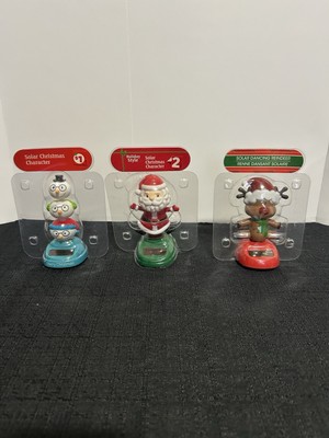 Lot of 3 Solar Christmas Figures Snowmen Santa Reindeer Holiday Décor