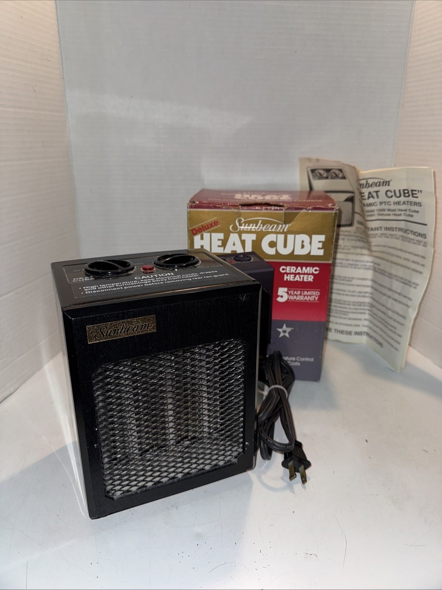 Sunbeam HEAT CUBE Ceramic Space Heater Fan Heat Cube Tabletop 1500 Watts