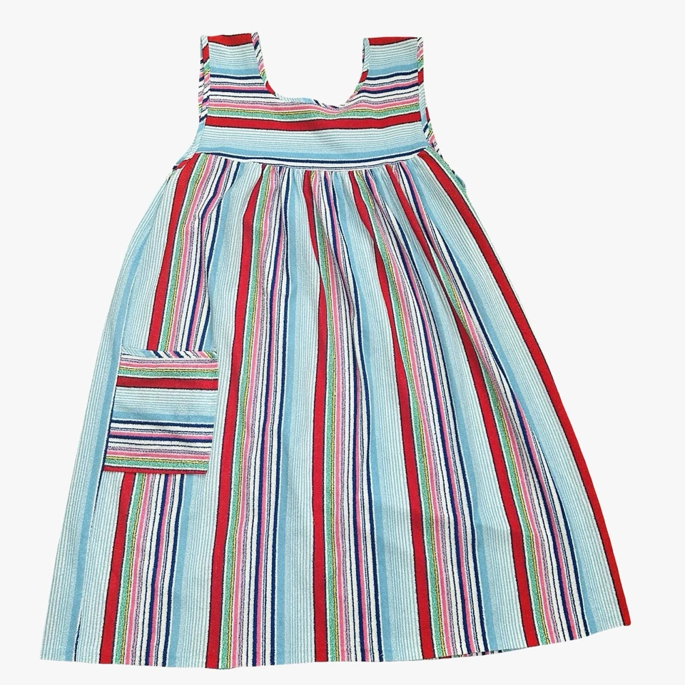 Mini Vestido Vintage Terry Tela Arco Iris Rayas Para Mujer XL Multicolor Retro Boho Foto 2 de 4