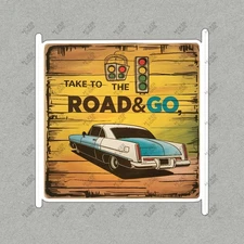 Vintage Road Trip Sign Classic Americana Decor Retro Car & Traffic #8234
