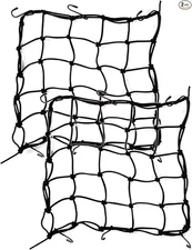 2 Pcs 15" x15" (40x40cm) Cargo Net Featuring 6 Adjustable Hooks Heavy Duty Bunge