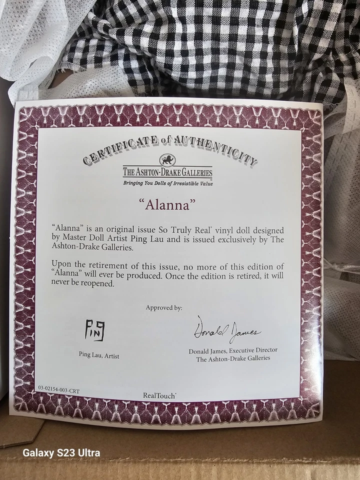 *NIB* Ashton-Drake "Alanna" - Third Annual Photo Contest Winner with COA - Image 3 of 4