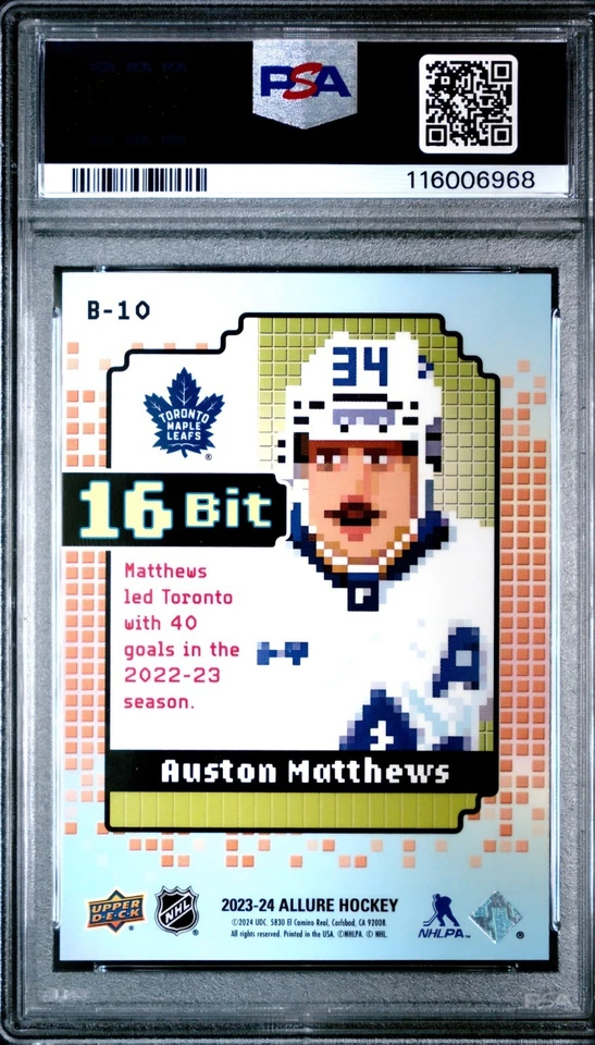 2023 UPPER DECK ALLURE #B-10 AUSTON MATTHEWS 16 BIT SSP PSA 10 GEM - Image 2 of 2