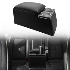 Universal Truck Seat Organizer, Black Storage Box with 2 Cup Holders, Armrest...