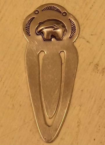 VTG Native American? Sterling Silver Bear Motif Bookmark Signed ISC & HC OFFER?
