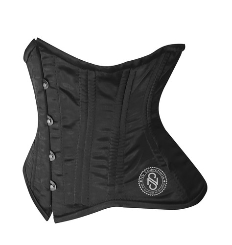 Original Steel Boned Waist Trainer Shaper Underbust Corset Black Satin - Picture 3 of 8
