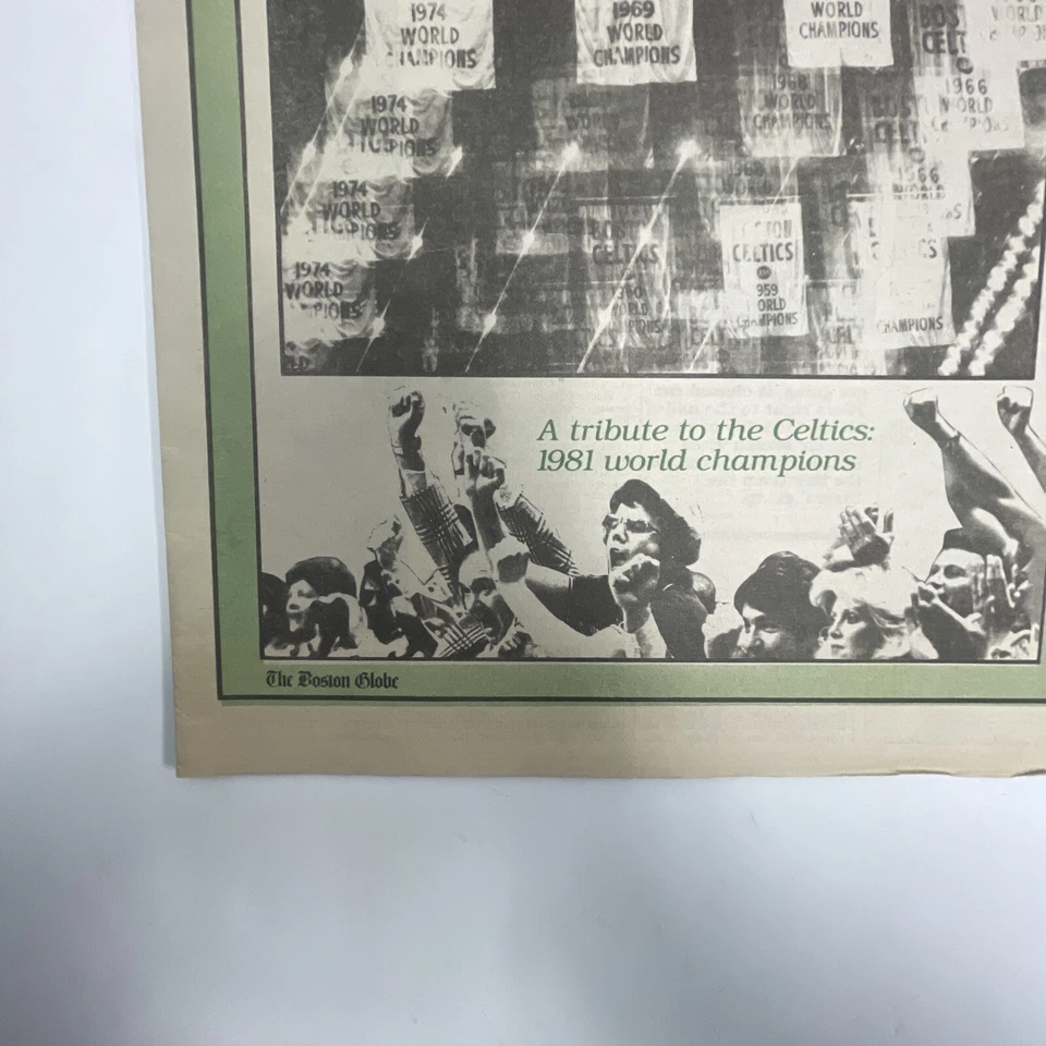 BOSTON GLOBE CELTICS Raise Another Banner May 18 1981 Newspaper LARRY BIRD Rare - Image 3 of 4