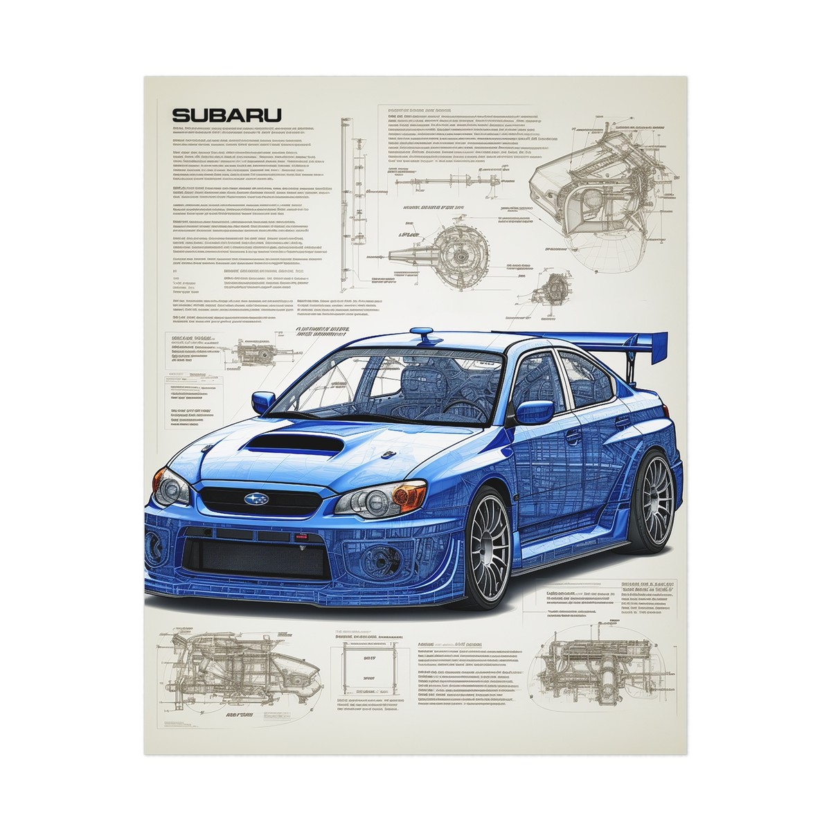 Subaru WRX Sti Poster, Subaru Patent Print, Subaru WRX Sti
