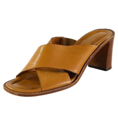 AMALFI for NORDSTROM Strappy Sandals Chunky Heels AA Tan Leather  ITALY