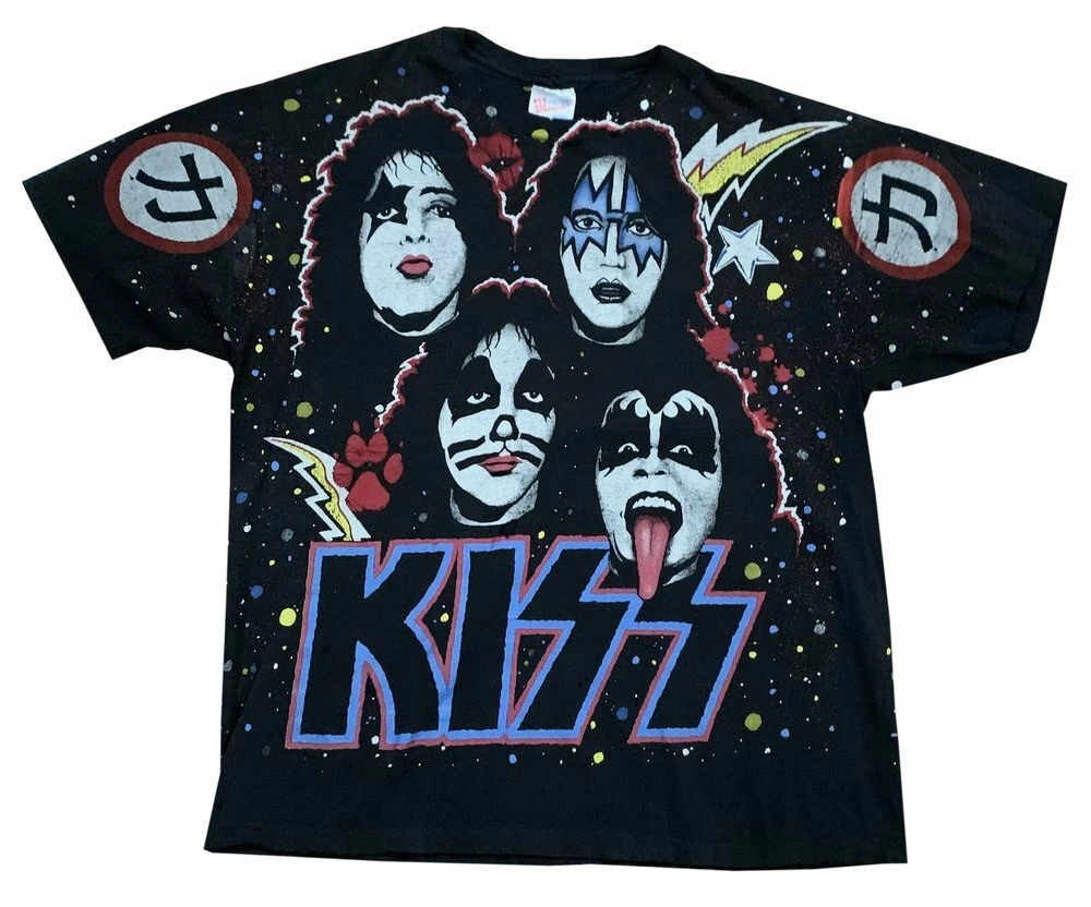 Vintage Kiss All Over Print T Shirt (Size XL) | eBay