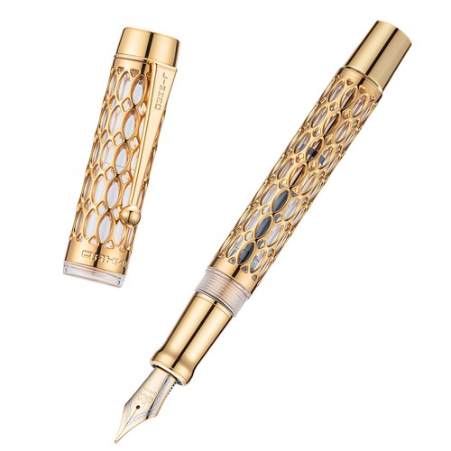 Jinhao 100 Oval Skeleton Fountain Pen EF/F/M , Transparent White Resin Gift Pen
