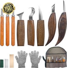 Wood Carving Set – 13-Piece Whittling Kit with Walnut Wood Carving Knife