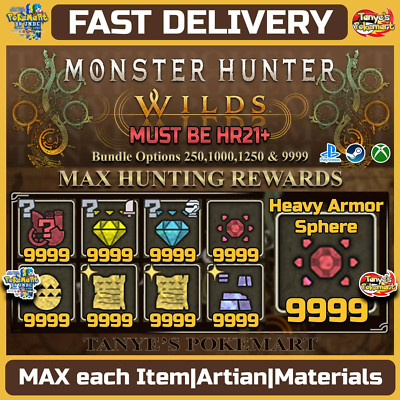 Monster Hunter Wilds MAX 9999 Item | Artian | Materials [PS5/PC/XBOX]