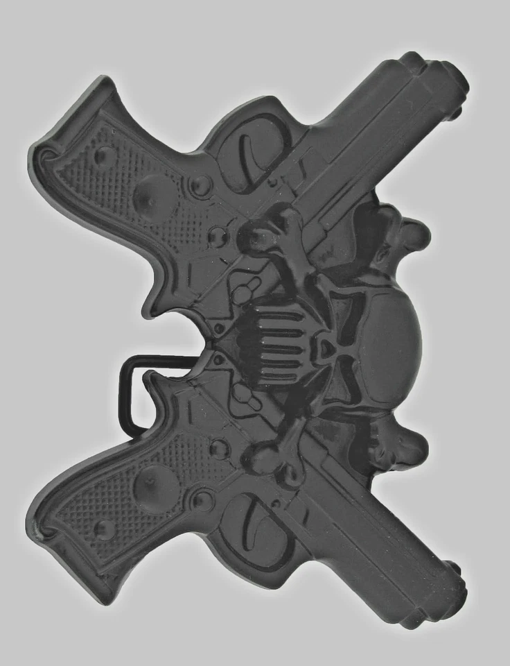 Calavera Cinturón Hebilla Pistolas Metal Negro Emblema Pirata Halloween Disfraz Nuevo Hombres Mujeres Foto 2 de 4