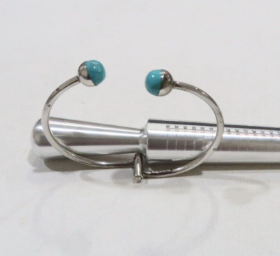 Sterling Silver ATI Mexico Bypass Adjustable Bracelet with turquoise end caps