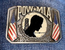 POW MIA Belt Buckle Enameled Bergamot Brass Works