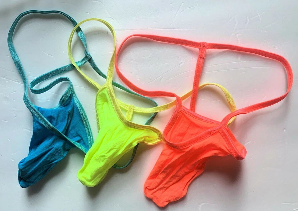 Men's G String Thong Expandable STOCKING MISSILE Push Out Torpedo BRIGHT NEON - Image 2 of 4
