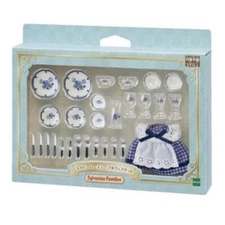 Epoch Sylvanian Calico Critters Navy Rose Tableware Dress Plate Glass c235