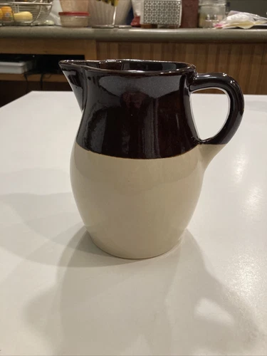 Vintage RRP Co Roseville Ohio USA Stoneware Pottery Pitcher Glossy Brown Creamer