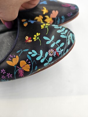 CAMPER TWS Leather Ballet Flats Shoes Flowers Embroidered