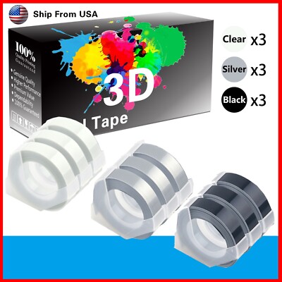 (3Clear+3Silver+3Black) LabelTape Fit For Dymo 20008CP Dymo 15447 Label Makers