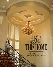 BLESS THIS HOME VINYL WALL DECAL QUOTE WORDS STICKERS LETTERING WALL DECAL