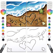 2 Pack Paint and Sip Canvas Painting Kit Pre Drawn Canvas for Painting for Adult
