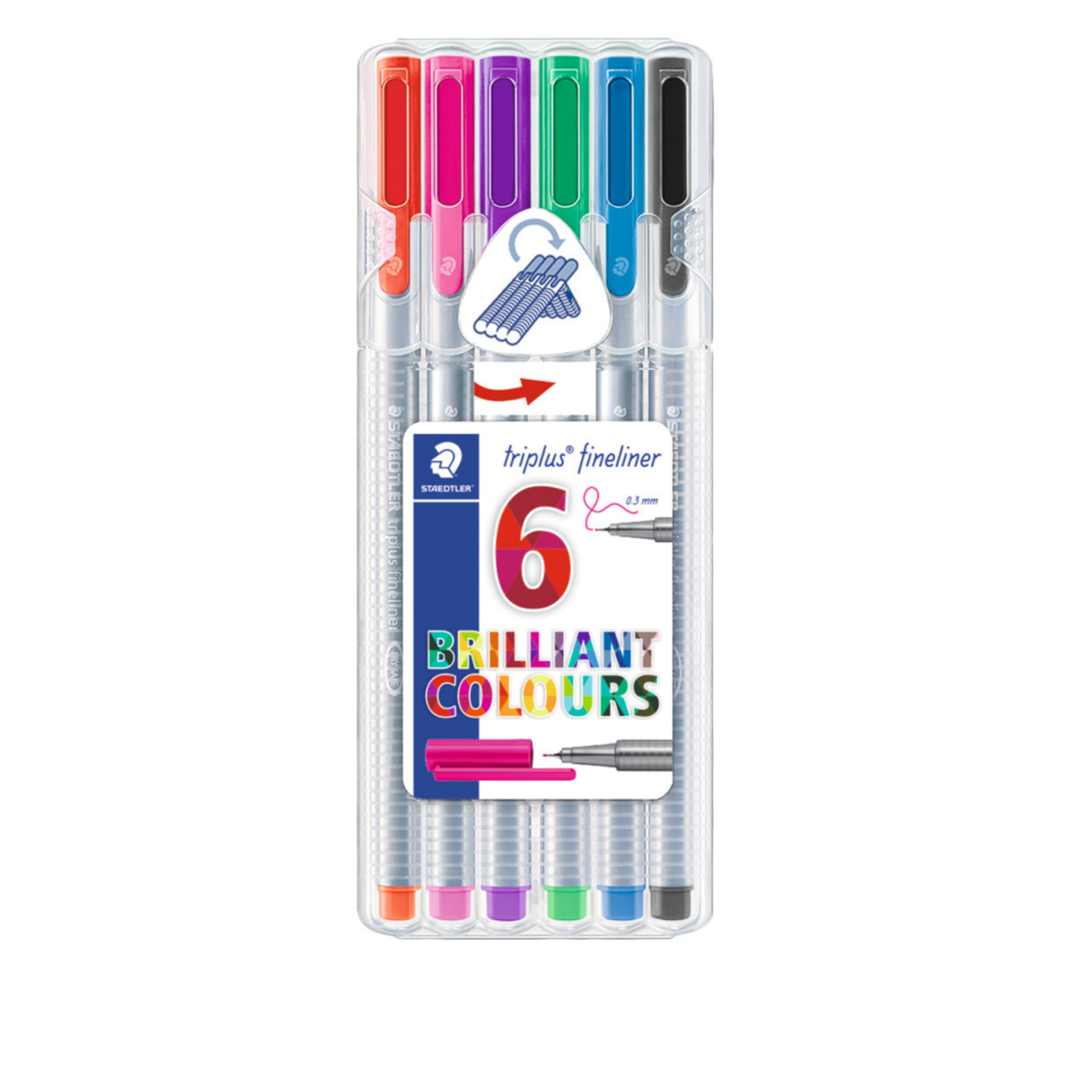 STAEDTLER Fineliner Triplus 334 C10 Lot De 10 Feutres Fins Ergonomiques Avec Pointe Ultra Fine De 0,3 Mm, Longue Durée De Vie, DRY SAFE, Tige En Polypropylène, Mélange Et Match, 10 Feutres