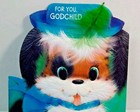 Hallmark Dog Embossed Feather in Hat God Child   Vintage Card Signed  — photo 2