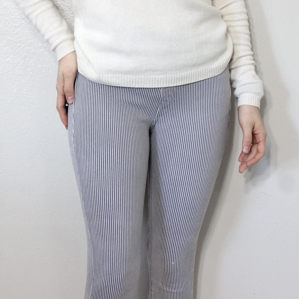 Uniqlo Pinstripe Legging Pants Womens Size XS 24 25 Inch Blue