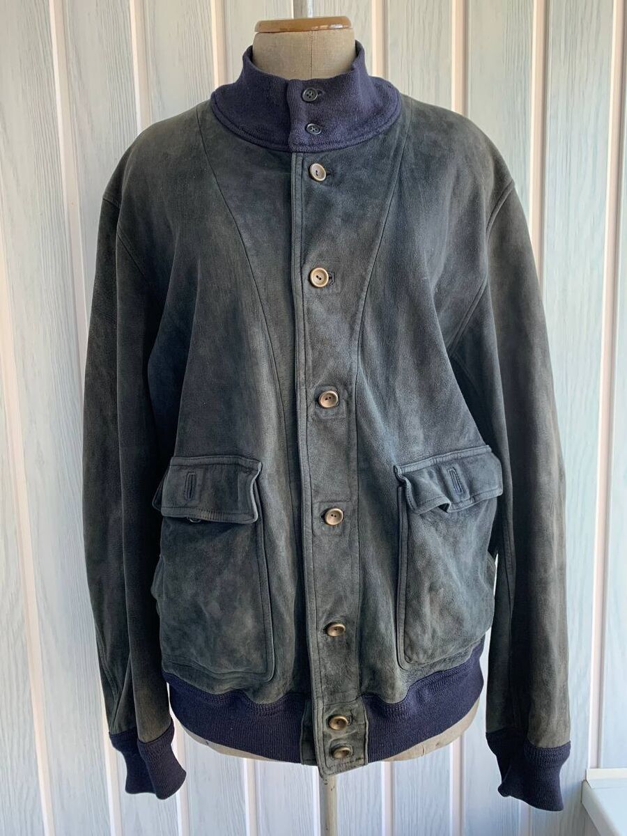 Vintage Valstar Milano Navy Suede Leather Pockets Button Vintage Valstar Milano Navy Suede Leather Pockets Button