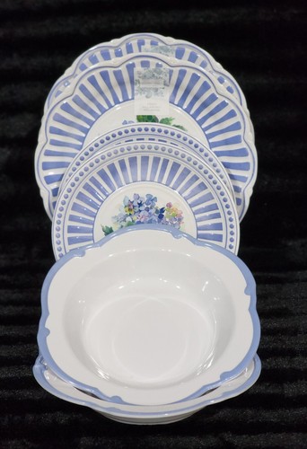 6 Shabby Chic Floral Hydrangea Blue White Melamine Plates & Bowls Spring Summer - Picture 18 of 20